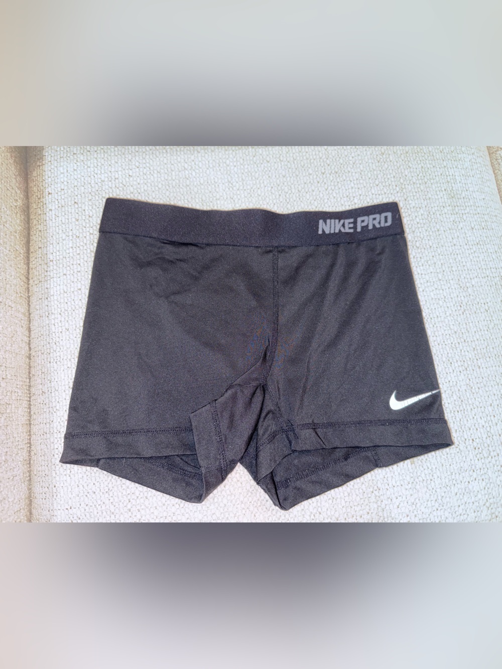 Nike Black Compression Shorts with Gray Waistband Accent